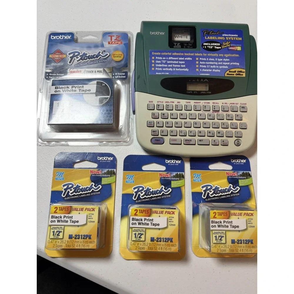 Brother P-Touch PT-1700 Label Maker + TZ-231 Tape + (3) M-2312PK Packs